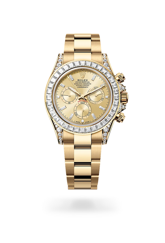 rolex Cosmograph Daytona in 18 kt yellow gold with lugs set with diamonds, M126598TBR-0001 - Rolex Boutique - Palo Alto