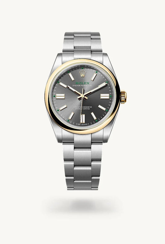 rolex Oyster Perpetual in Yellow Rolesor - combination of Oystersteel and yellow gold, M134303-0001 - Rolex Boutique - Palo Alto