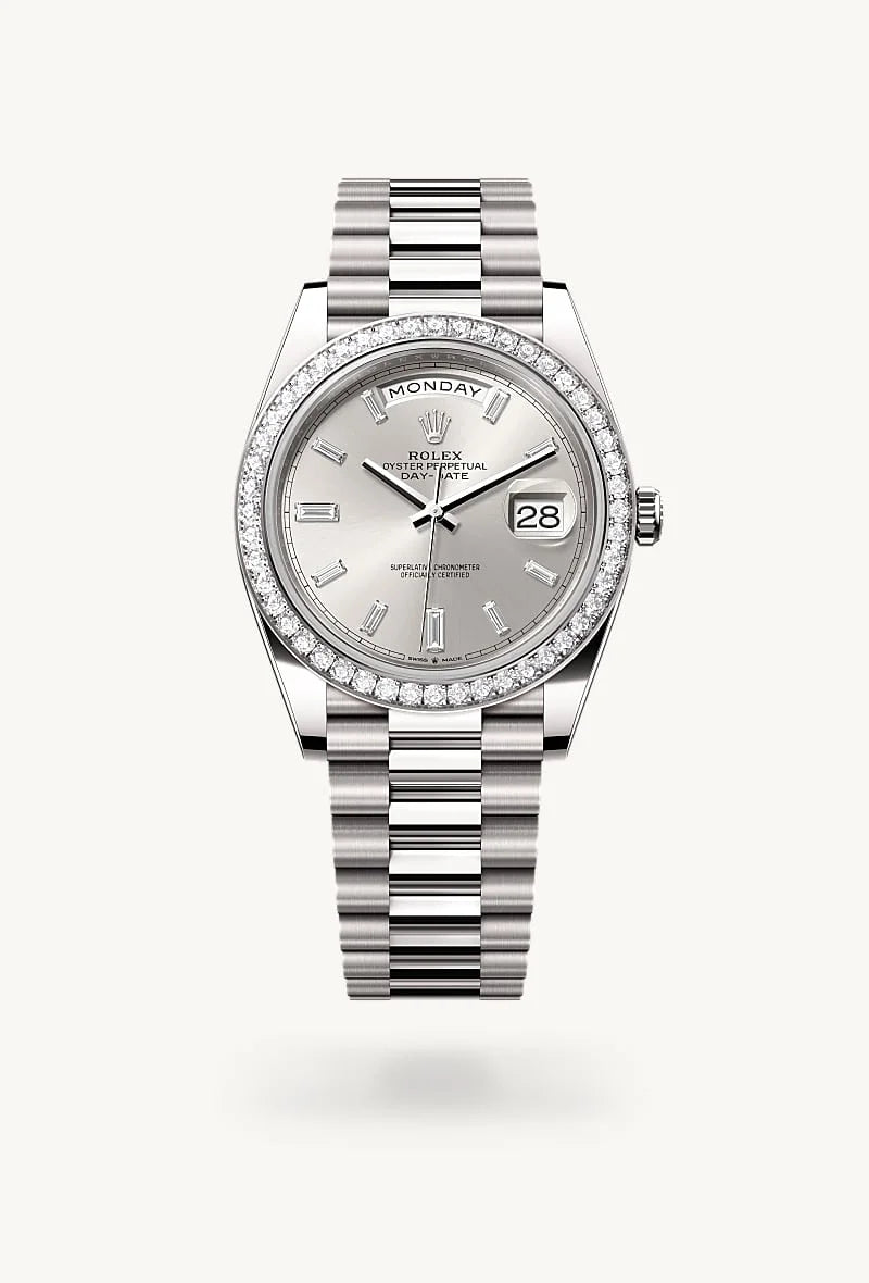 Rolex Day-Date in 18 kt white gold, M228349RBR-0001 - Rolex Boutique Palo Alto