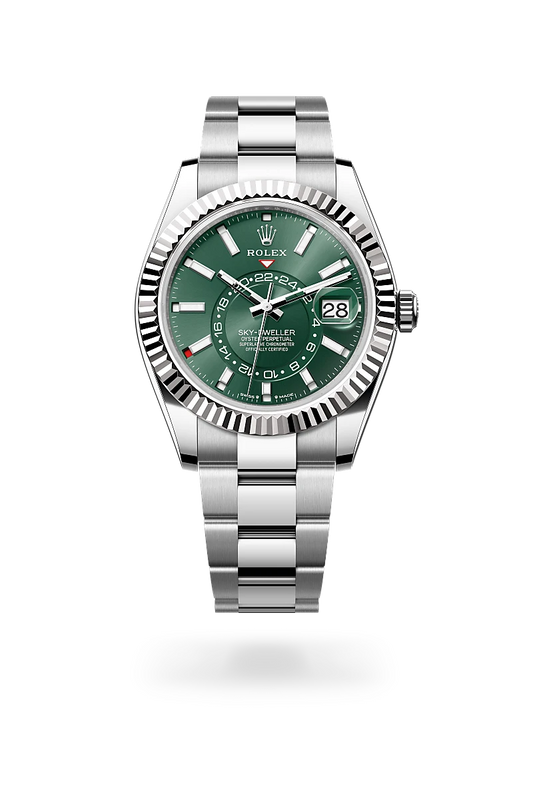 rolex Sky-Dweller in White Rolesor - combination of Oystersteel and white gold, M336934-0001 - Rolex Boutique - Palo Alto