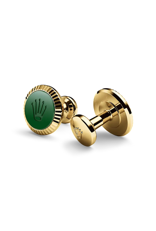 Rolex ‘Fluted’ cufflinks Yellow gold and ceramic A1038 at Rolex Boutique - Palo Alto
